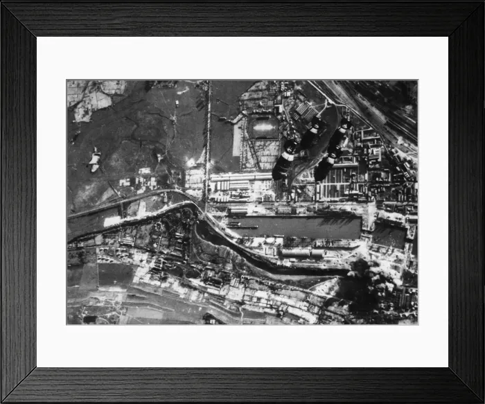 Framed Print : Four thousand-pound bombs on their way from a Marauder medium bomber of the American Framed Print : Four thousand-pound bombs on their way from a Marauder medium bomber of the American