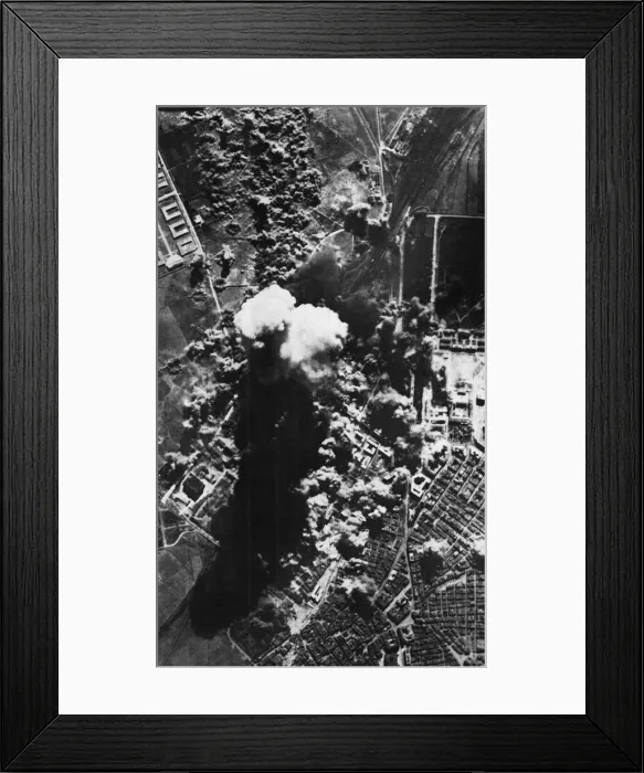 Framed Print : Flying Fortresses of the N. W African Air Force attack the railway yards at Foggia Framed Print : Flying Fortresses of the N. W African Air Force attack the railway yards at Foggia