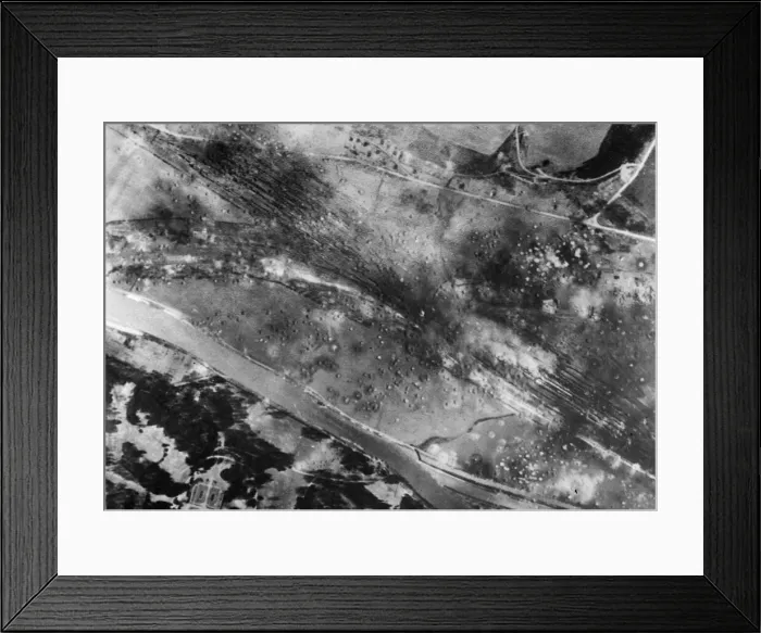 Framed Print : Aerial view showing damage caused to the Creil railway marshalling yards one o clock Framed Print : Aerial view showing damage caused to the Creil railway marshalling yards one o clock
