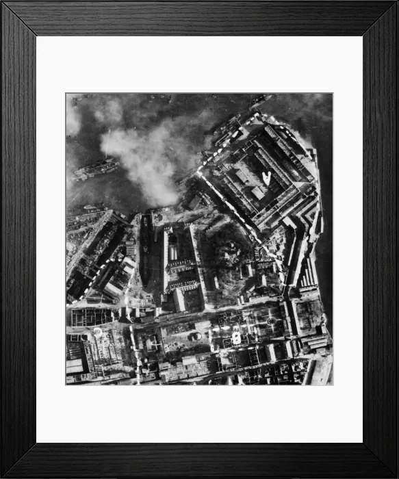 Framed Print : A reconnaissance photograph taken after a major night raid by a mixed force of United Framed Print : A reconnaissance photograph taken after a major night raid by a mixed force of United