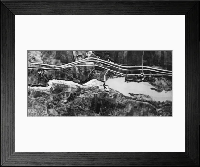 Framed Print : An air view of the Pescara dam before an air attack. 15th May 1944 Framed Print : An air view of the Pescara dam before an air attack. 15th May 1944