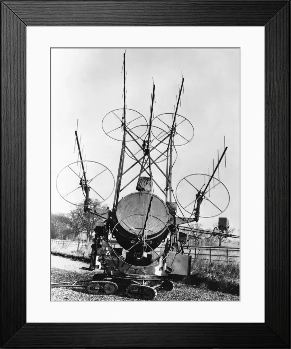 Framed Print : Radar controlled searchlight used against flying bombs. 15th August 1945 Framed Print : Radar controlled searchlight used against flying bombs. 15th August 1945