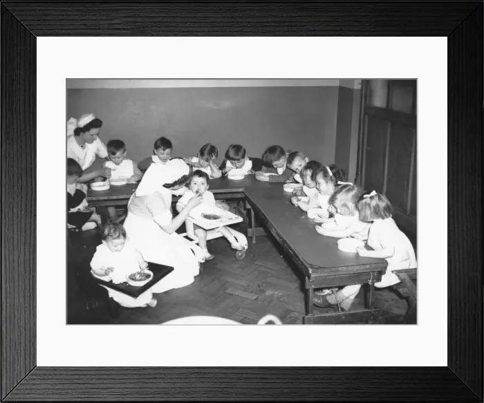 Framed Print : Children in Nursery while their mothers work. No date for picture Framed Print : Children in Nursery while their mothers work. No date for picture