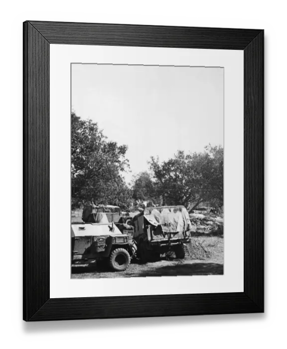 Framed Print : Crashed German plane by Allied supply dump. 31st March 1944 Framed Print : Crashed German plane by Allied supply dump. 31st March 1944