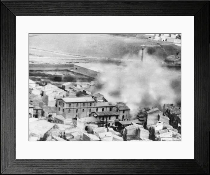 Framed Print : Allied attack on a chemical factory in Licata, Sicily. 30th November 1941 Framed Print : Allied attack on a chemical factory in Licata, Sicily. 30th November 1941