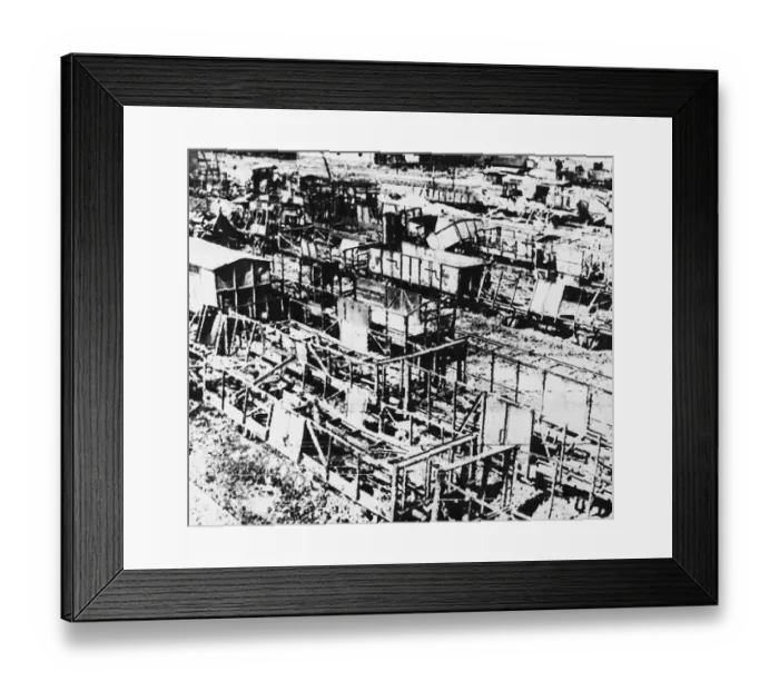 Framed Print : The Devastation in Messina marshalling yards after bombing by the enemy