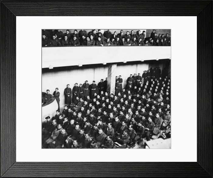 Framed Print : Officers and men of the 8th Army headquarters staff listen to General Montgomery Framed Print : Officers and men of the 8th Army headquarters staff listen to General Montgomery