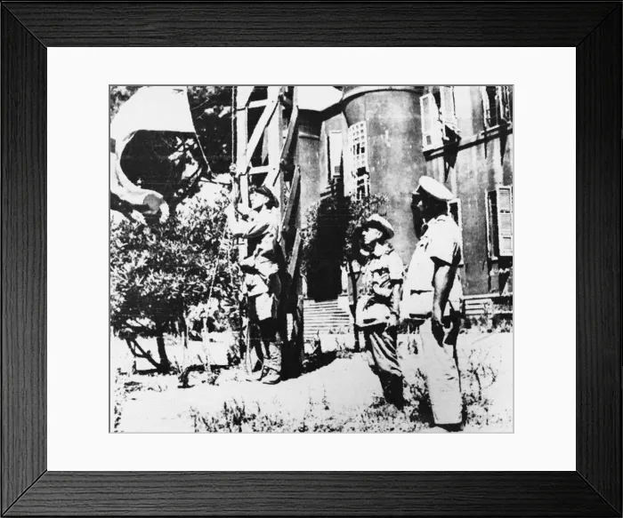 Framed Print : White Ensign is raised over Messina during Second World War. 24th August 1943