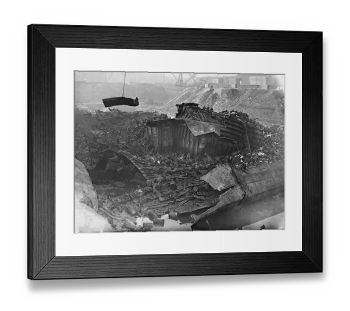 Framed Print : Salvage work in progress on the remains of the munition ship Malakand (Brocklebank Line