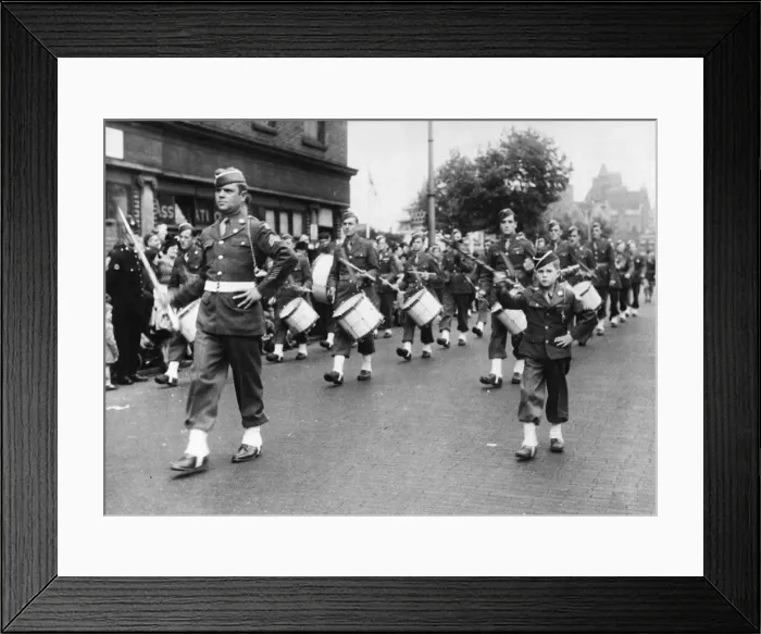 Framed Print : A drum major parade through Birmingham. It is unknown what regiment the drum