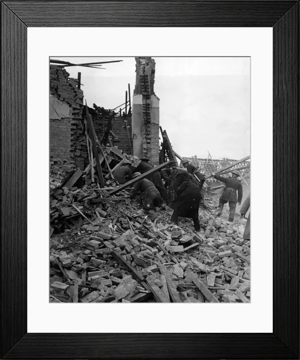 Framed Print : Damage and a few casualties were caused when a flying bomb struck a house at College Road Framed Print : Damage and a few casualties were caused when a flying bomb struck a house at College Road