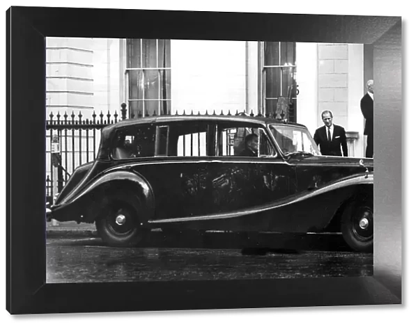 The Duke of Edinburgh. Prince Phillip pictured getting into his Rolls Royce Phantom IV