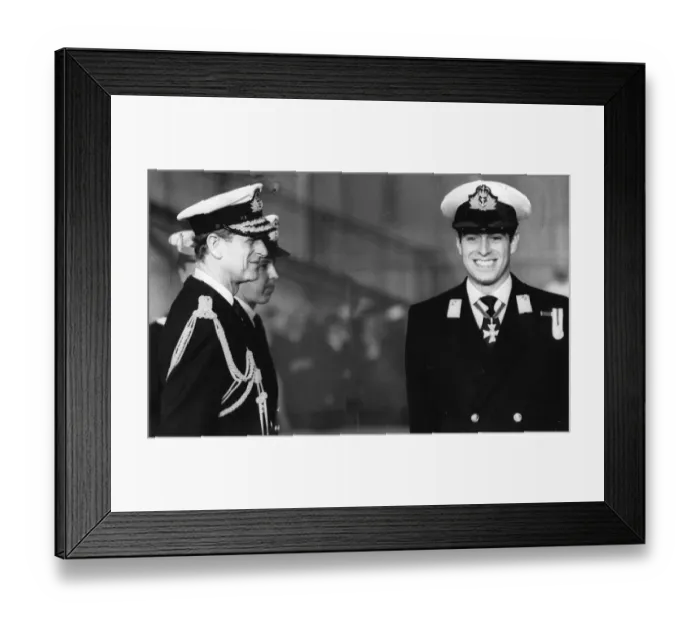 Framed Print : The Duke of Edinburgh. Prince Philip presents the Louis Newmark trophy to his son Framed Print : The Duke of Edinburgh. Prince Philip presents the Louis Newmark trophy to his son