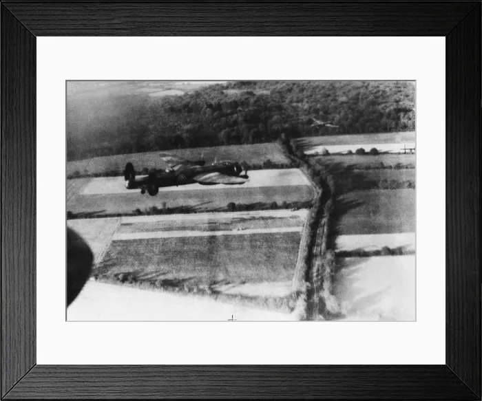 Framed Print : A Avro Lancaster B Mk I of No. 5 Group, flying at low-level over the French countryside Framed Print : A Avro Lancaster B Mk I of No. 5 Group, flying at low-level over the French countryside
