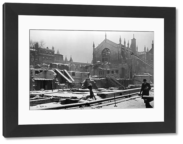 Air raid damage at The Temple, London. January 1942