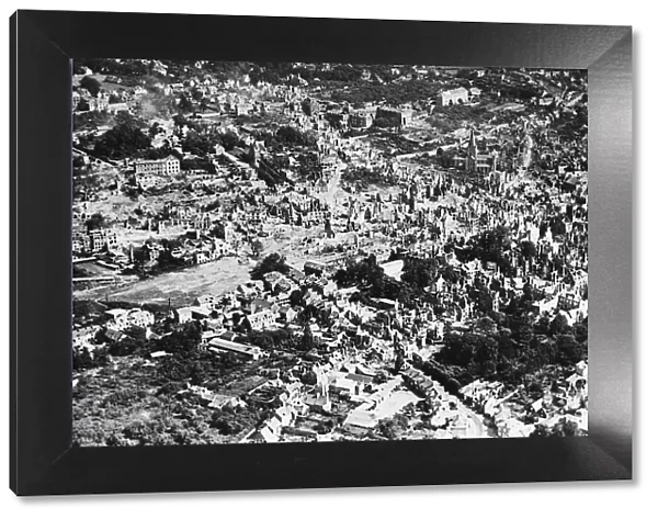 Aerial view of Vire Normandy, after capture. This aerial view shows Viro