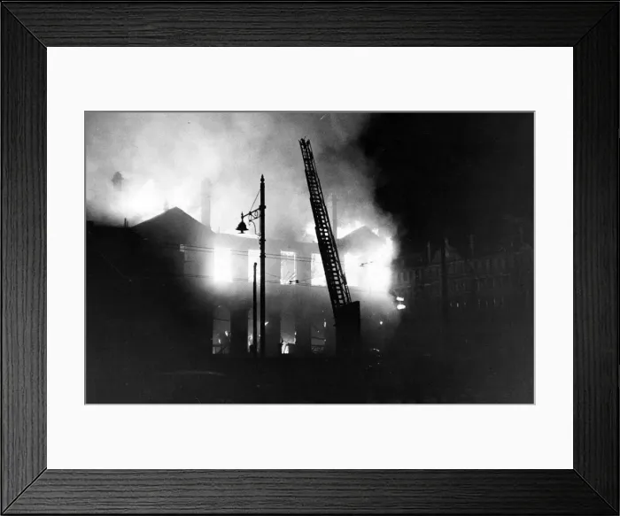 Framed Print : Scenes at a London Post Office fire caused by enemy action. 17th June 1943 Framed Print : Scenes at a London Post Office fire caused by enemy action. 17th June 1943