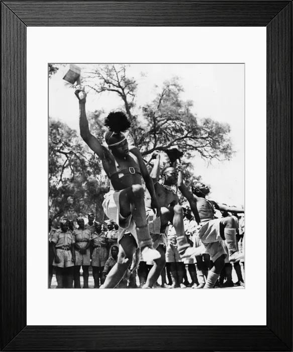 Framed Print : Basutos serving with the Middle East forces in training at a fire fighting course before Framed Print : Basutos serving with the Middle East forces in training at a fire fighting course before
