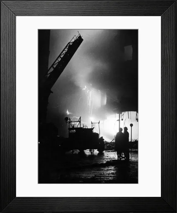 Framed Print : The Great Fire of London. Turntable ladders are constantly needed during Framed Print : The Great Fire of London. Turntable ladders are constantly needed during