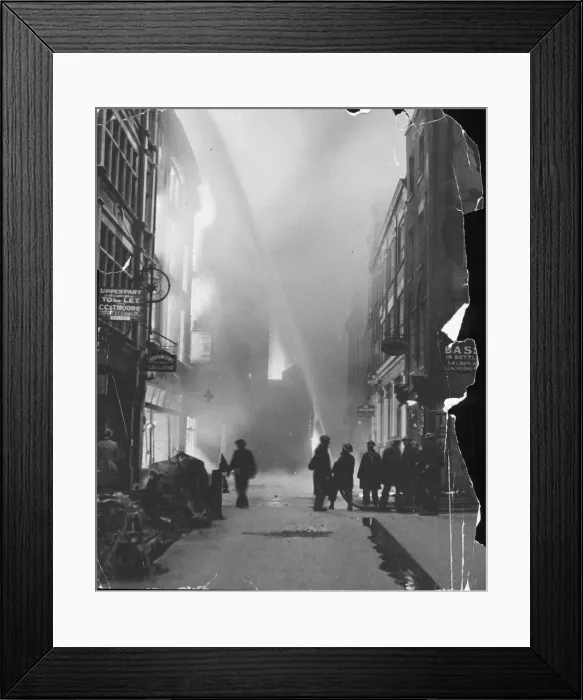 Framed Print : Holborn End of Fetter Lane, London. The fireman put out yet another fire Framed Print : Holborn End of Fetter Lane, London. The fireman put out yet another fire