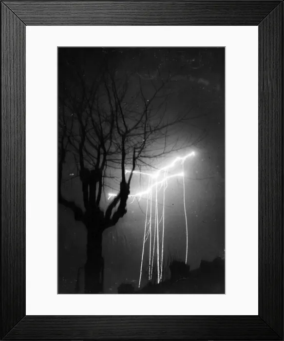 Framed Print : Remarkable picture of parachute flares dropped in London. 29th December 1940 Framed Print : Remarkable picture of parachute flares dropped in London. 29th December 1940