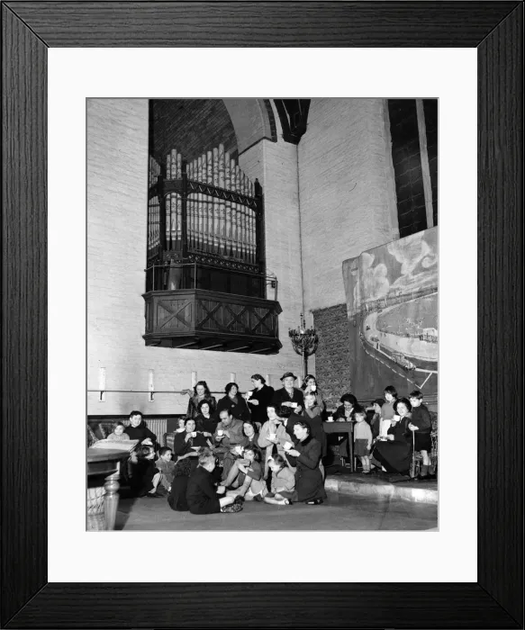 Framed Print : Mothers and fathers at the Welcome Club with their children Framed Print : Mothers and fathers at the Welcome Club with their children