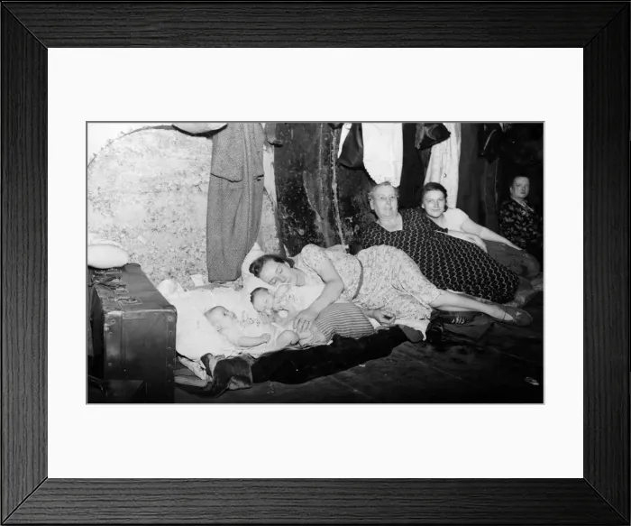 Framed Print : Air raid shelter in the London area. It is an official shelter Framed Print : Air raid shelter in the London area. It is an official shelter