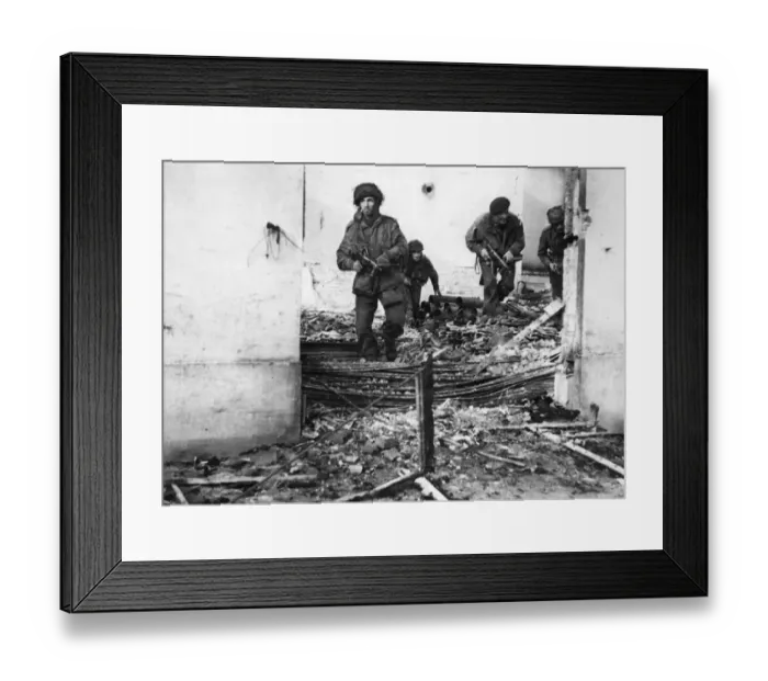Framed Print : Action picture of British Airborne Forces in Holland. (Picture Framed Print : Action picture of British Airborne Forces in Holland. (Picture