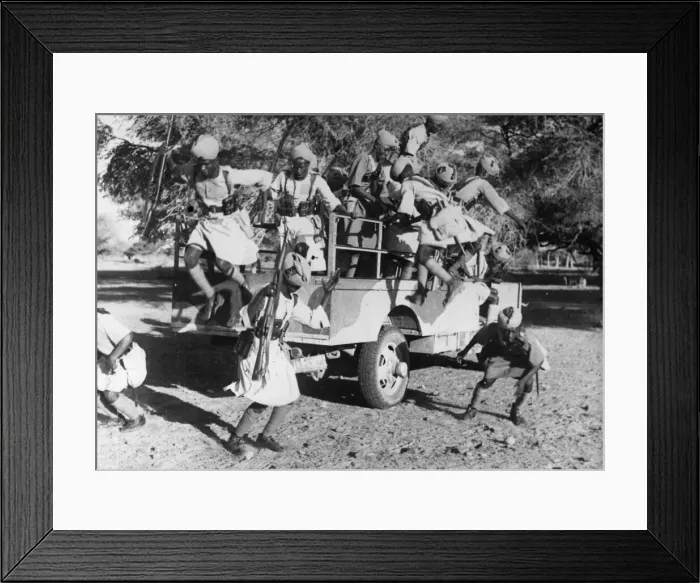 Framed Print : Patrolling mechanised units of the Sudan Defence Force carry petro