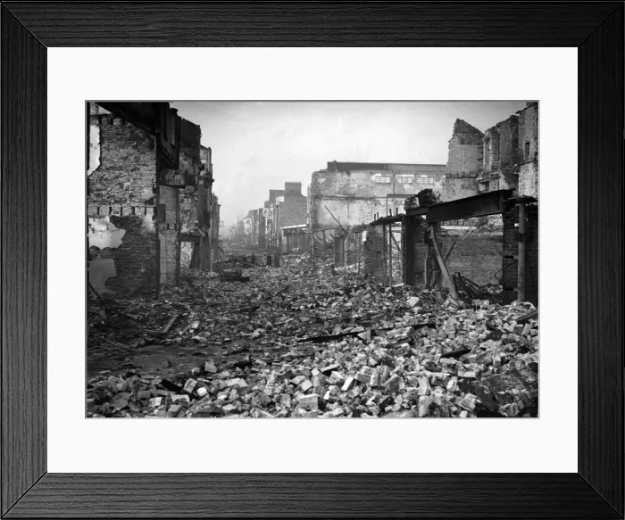 Framed Print : Bomb damage, Swansea, following air raid attacks. Circa 1941 Framed Print : Bomb damage, Swansea, following air raid attacks. Circa 1941