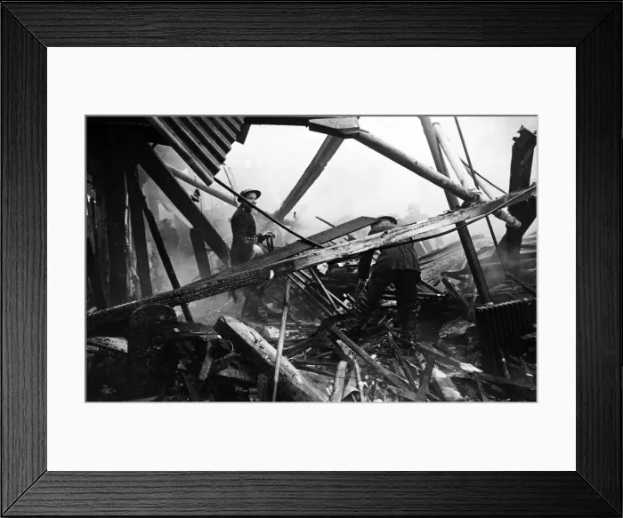 Framed Print : Aftermath of a V2 bomb attack at a brush factory, Waltham Cross, Hertfordshire Framed Print : Aftermath of a V2 bomb attack at a brush factory, Waltham Cross, Hertfordshire
