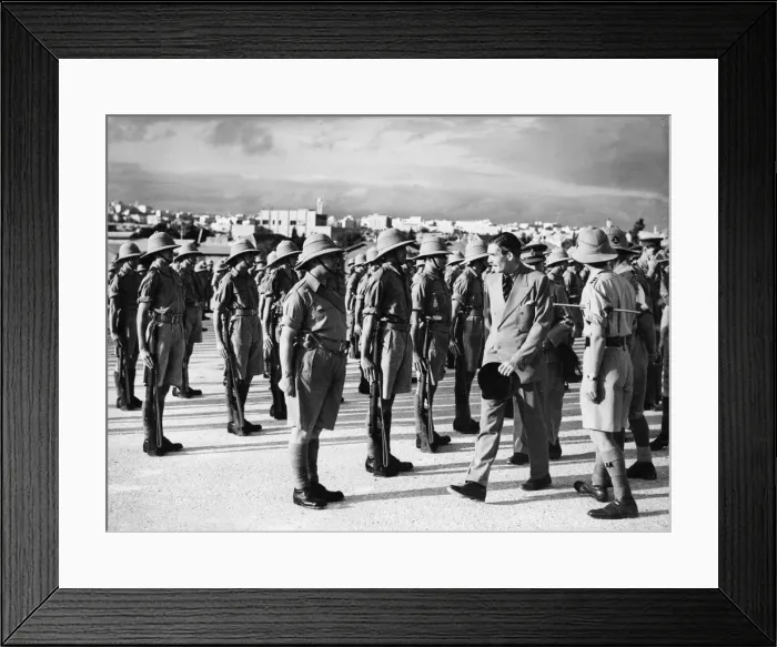 Framed Print : Anthony Eden inspecting soldiers of the Bedfordshire and Hertfordshire regiments at their Framed Print : Anthony Eden inspecting soldiers of the Bedfordshire and Hertfordshire regiments at their