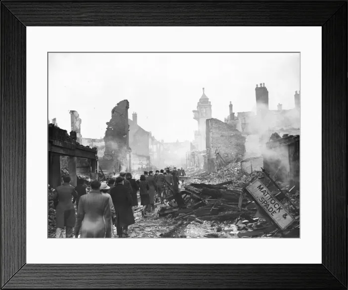 Framed Print : Dawn over the ruined city of Coventry after the Luftwaffe launched its most devastating Framed Print : Dawn over the ruined city of Coventry after the Luftwaffe launched its most devastating