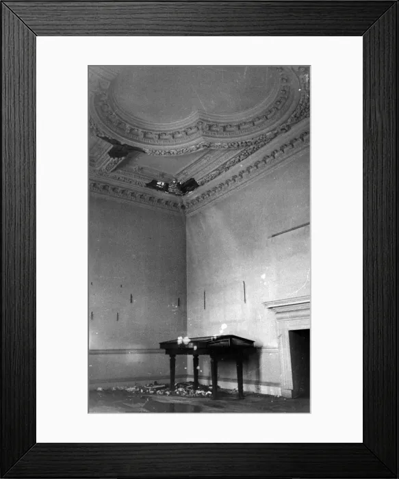 Framed Print : Queens House, Greenwich, following an air raid attack. 20th April 1941 Framed Print : Queens House, Greenwich, following an air raid attack. 20th April 1941