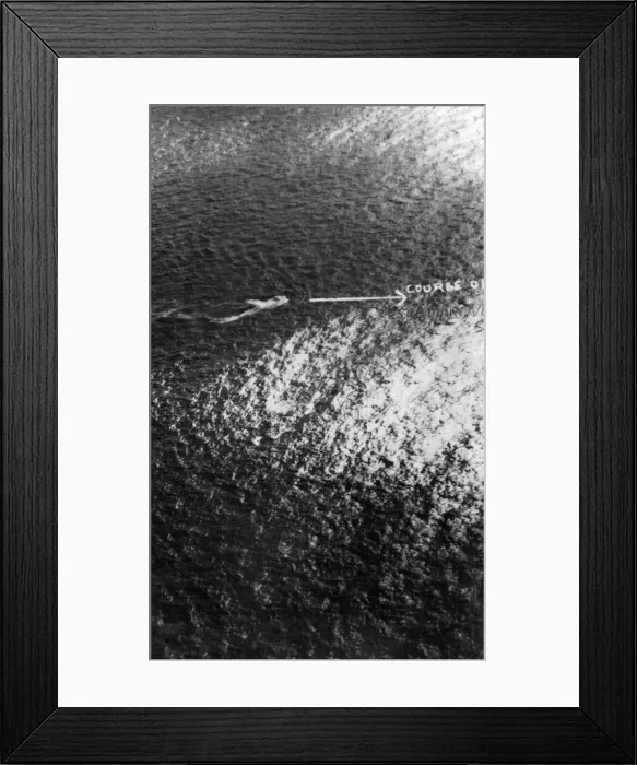 Framed Print : U-boat Under Attack, North Sea, Our Picture Shows... the periscope of an enemy submarine