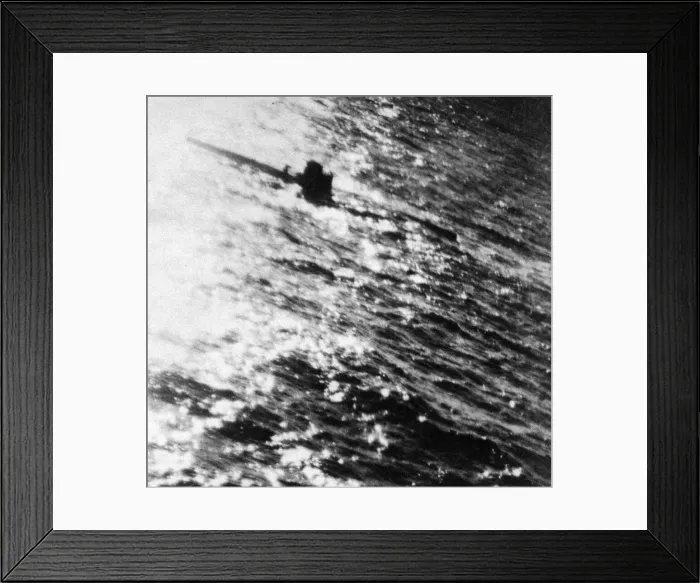 Framed Print : British Coastal Aircraft attacks U Boat, for first publication evening newspapers Framed Print : British Coastal Aircraft attacks U Boat, for first publication evening newspapers