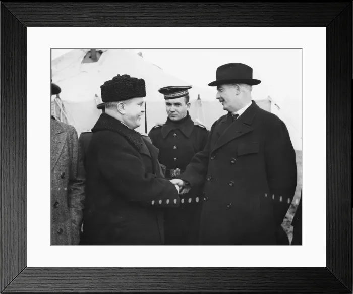 Framed Print : M. Molotov greets Mr. Eden as Britains foreign secretary arrives at Yalta for Framed Print : M. Molotov greets Mr. Eden as Britains foreign secretary arrives at Yalta for