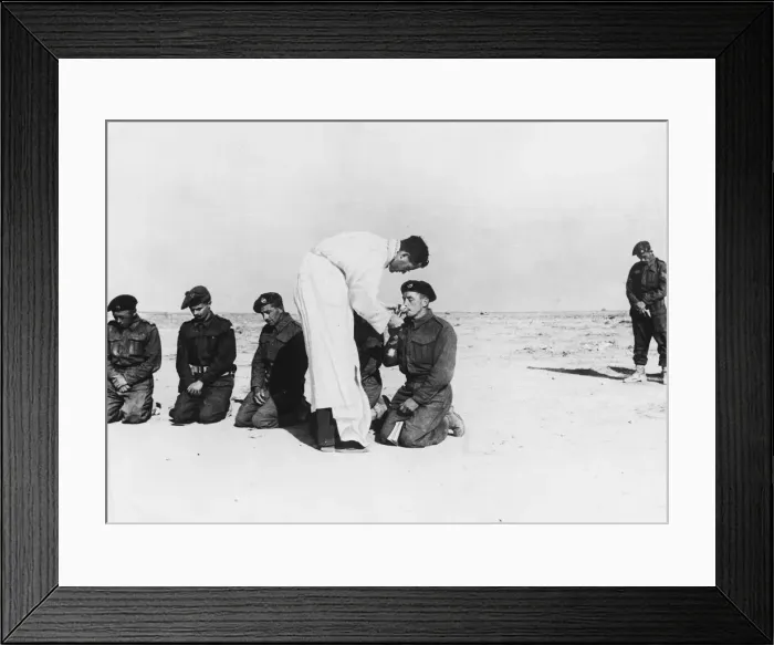 Framed Print : Church Parade in Desert. These troops attend church parade in the Western Desert Framed Print : Church Parade in Desert. These troops attend church parade in the Western Desert