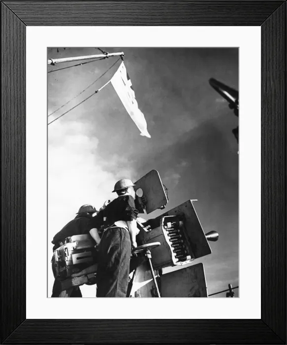 Framed Print : Sweeping a safe route for the merchant fleet. Shopper pom-pom gunners at section Framed Print : Sweeping a safe route for the merchant fleet. Shopper pom-pom gunners at section