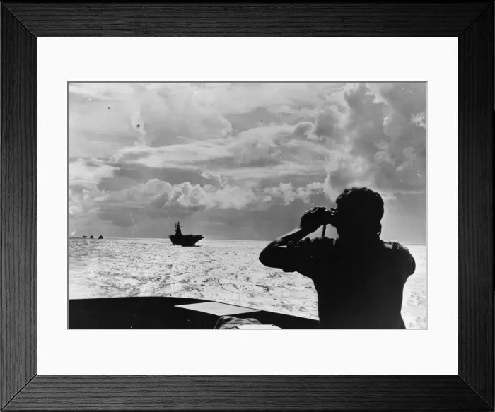 Framed Print : A lookout on a US warship trans glasses on two of the US Navy Framed Print : A lookout on a US warship trans glasses on two of the US Navy