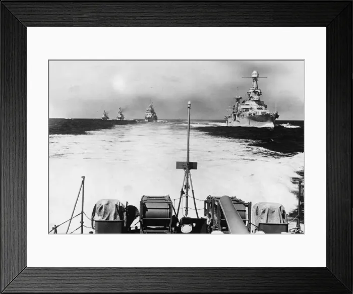 Framed Print : Heavy cruiser of United States Navyin column during manoeuvres off the coast of