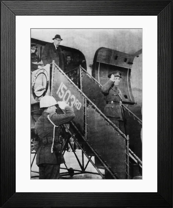 Framed Print : Major-General Ian Jacob, representing British Chiefs of Staff, returns salute of U. S Framed Print : Major-General Ian Jacob, representing British Chiefs of Staff, returns salute of U. S