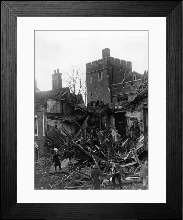 Framed Print : Eton schoolboys salvaging from the bombed Masters house, a Christopher Wren building Framed Print : Eton schoolboys salvaging from the bombed Masters house, a Christopher Wren building
