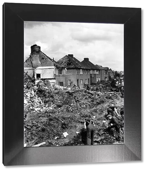 Air raid damage. General view of Crescent Road, East Barnet. 13th August 1942