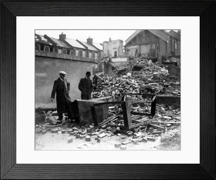 Framed Print : A wrecked shelter following a Nazi raid, Devonshire. May 1942 Framed Print : A wrecked shelter following a Nazi raid, Devonshire. May 1942