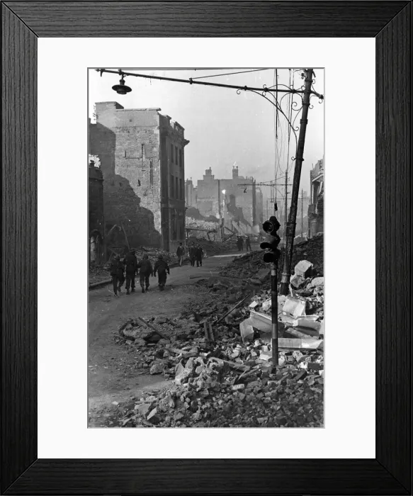 Framed Print : Aftermath of an air raid, Devonshire. Circa 1940 Framed Print : Aftermath of an air raid, Devonshire. Circa 1940