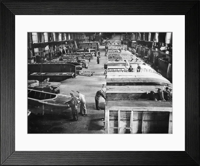 Framed Print : Picture shows a factory in Liverpool, Merseyside, building boats or floating vessels Framed Print : Picture shows a factory in Liverpool, Merseyside, building boats or floating vessels