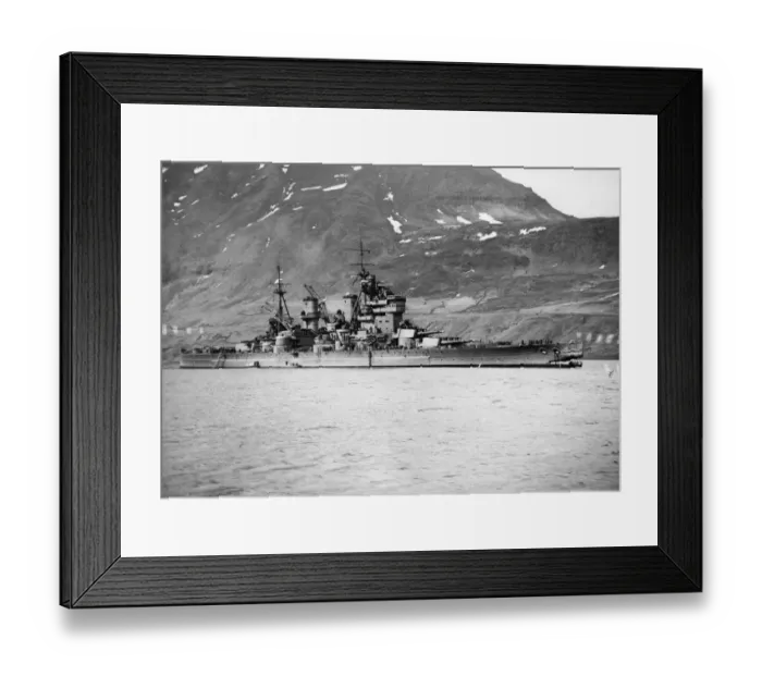 Framed Print : Picture taken in an Icelandic fjord after the Royal Navy battleship King George V had