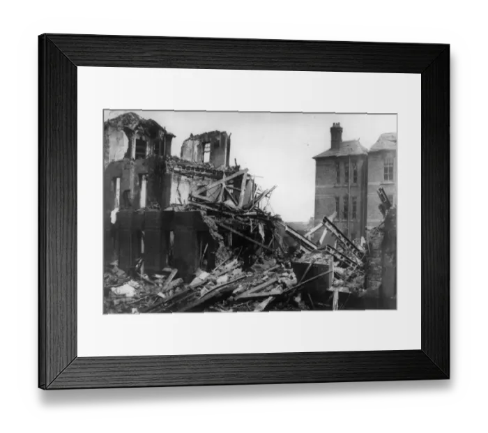 Framed Print : Mill Road Infirmary, Liverpool, after it is bombed in World War Two Framed Print : Mill Road Infirmary, Liverpool, after it is bombed in World War Two