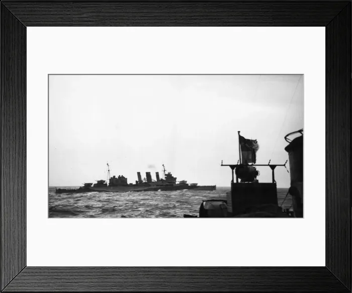 Framed Print : The Kent class cruiser of the Royal Navy HMS Cumberland at sea during the Second World